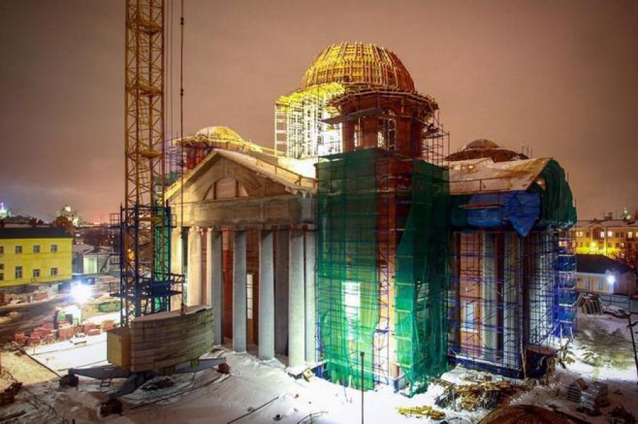 Завершено бетонирование центрального купола собора Казанской иконы Богоматери